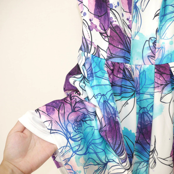 Tiger Mist Floral Watercolor Print Dress Size M - Picture 6 of 12